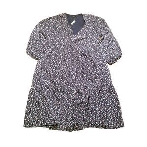 Madewell Dress Women's Size XL Blue Floral Tie-Waist Midi Harvest Vine NWT MB212